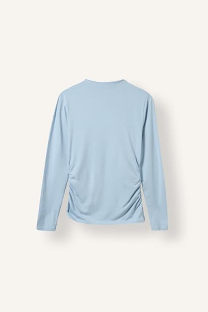 Regular Fit Basic Modal Long Sleeve Boat Neck T-Shirt Modest (٤)