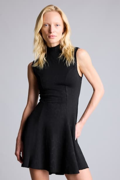 A-Line Mini Sleeveless Boat Neck Floral Dress