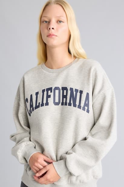 Oversize Fit Printed Crew Neck Sweatshirt Knitwear