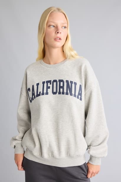Oversize Fit Printed Crew Neck Sweatshirt Knitwear (٣)