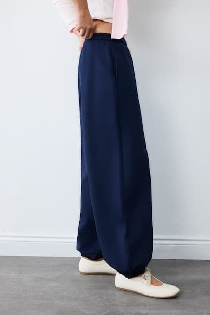 Loose Fit Elastic Hem Thick Sweatpants Trousers (٣)