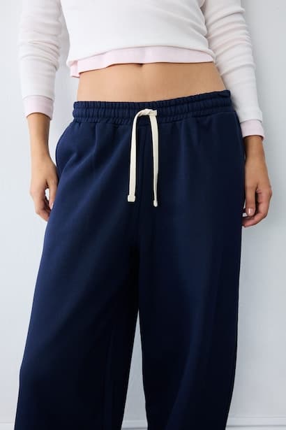 Loose Fit Elastic Hem Thick Sweatpants Trousers (٤)