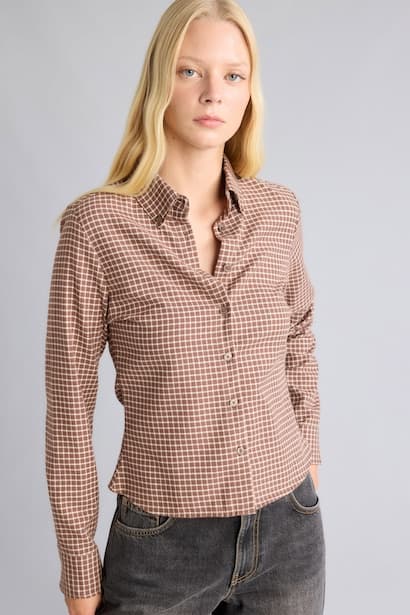 Fitted Checked Long Sleeve Shirt