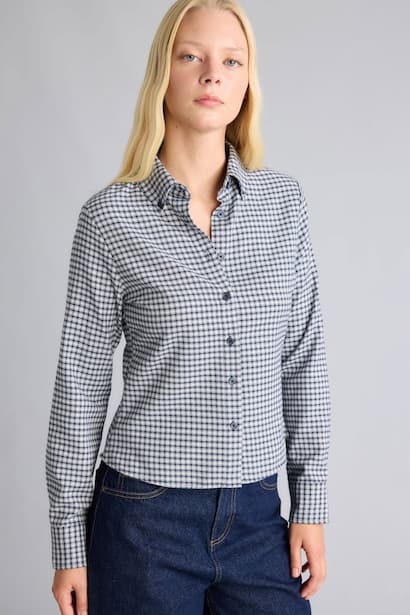 Fitted Checked Long Sleeve Shirt