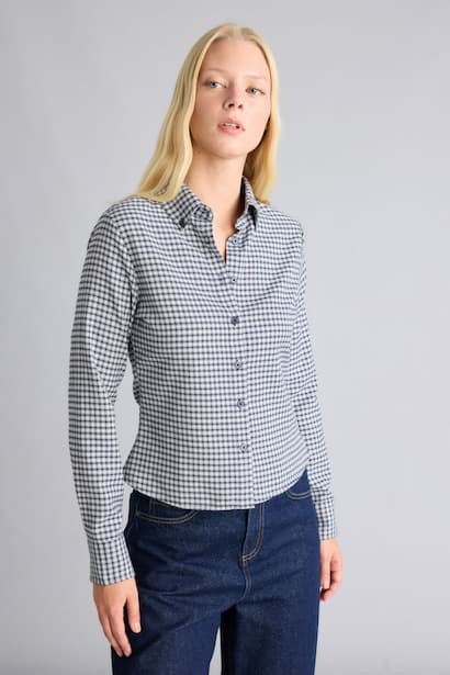 Fitted Checked Long Sleeve Shirt (٣)