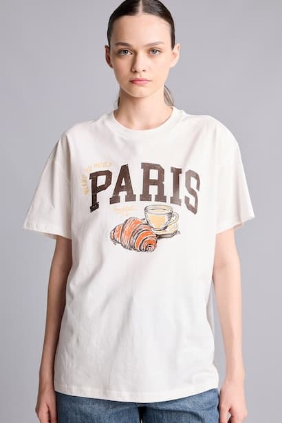 Oversize Fit Printed Crew Neck Short Sleeve T-Shirt