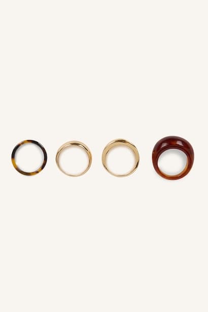 Woman 4 Piece Mixed Metallic Rings Jewellery
