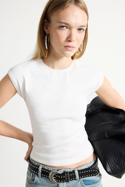 Slim Fit Basic Modal Crew Neck Short Sleeve T-Shirt (3)