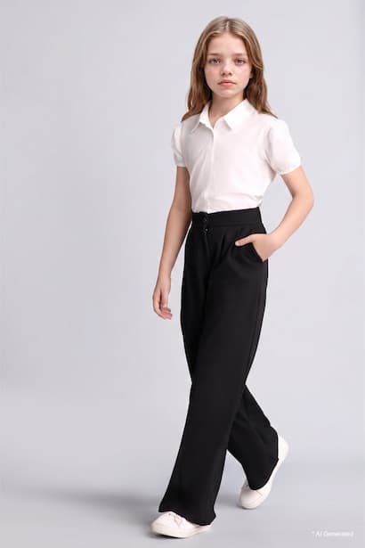 Girl High Waist Wide Leg Trousers