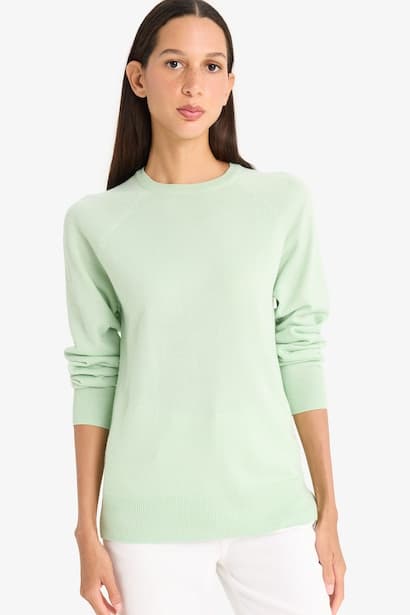 Relax Fit Crew Neck Basic Knit Pullover