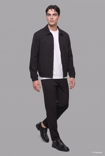 Regular Fit Polo Neck Lining Jacket