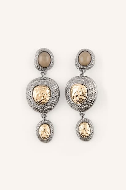 Textured Drop Stone Detail Earrings