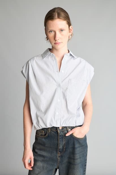 100% Cotton Crop Poplin Classic Collar Shirt
