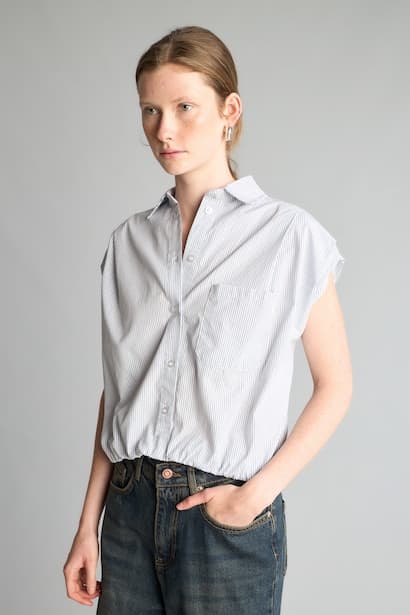 100% Cotton Crop Poplin Classic Collar Shirt (٣)