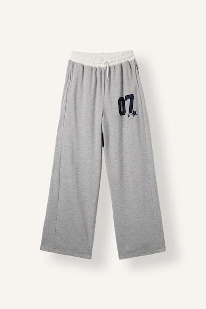 Wide Leg Kalın Sweatshirt Kumaşı Trousers (٤)