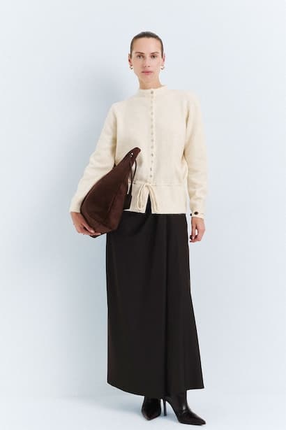 Regular Drape Detail Regular Waist Maxi Skirt