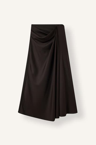 Regular Drape Detail Regular Waist Maxi Skirt (4)