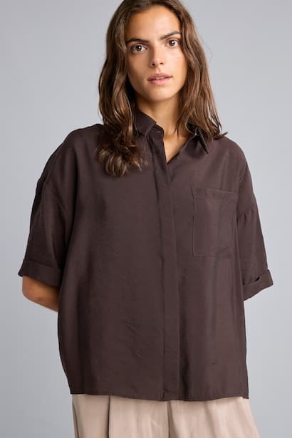 Overshirt Fit Modal Single Pocket Short Sleeve Shirt