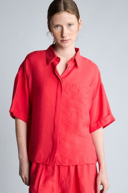 Overshirt Fit Modal Single Pocket Short Sleeve Shirt