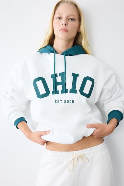 Oversize Fit 100% Cotton Printed Crew Neck Sweatshirt