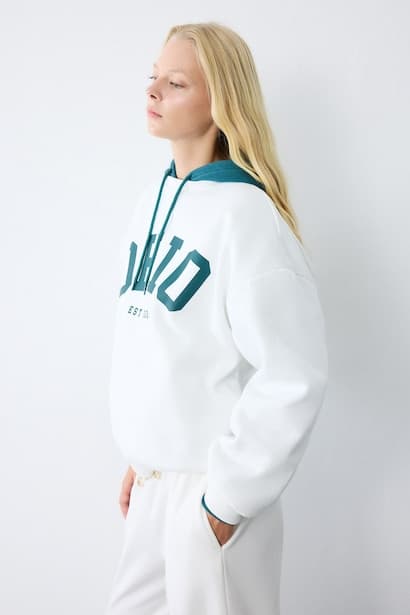 Oversize Fit 100% Cotton Printed Crew Neck Sweatshirt Knitwear (٣)