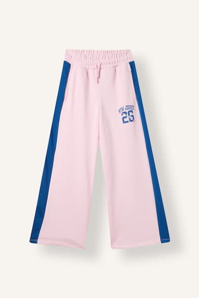 Girl Side Stripe Printed Wide Leg Sweatpants