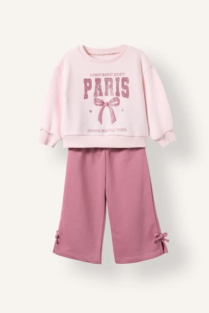 Baby Girl Printed Sweatshirt and Sweatpants Set (٤)