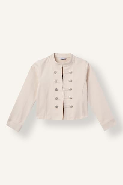 Girl 100% Cotton Gabardine Stand Collar Shirt