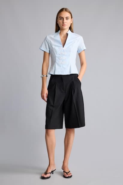 High-Waisted Wide Leg Pleated Shorts