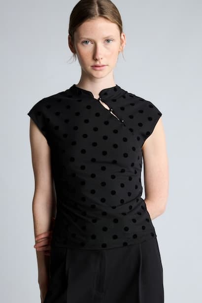 Slim Fit Half Turtleneck Tulle Short Sleeve T-Shirt