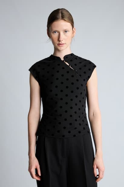 Slim Fit Half Turtleneck Tulle Short Sleeve T-Shirt (٣)