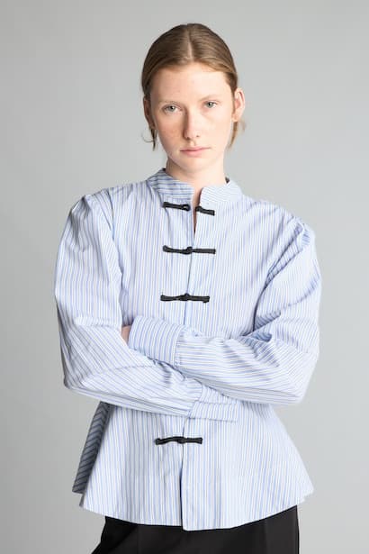 100% Cotton Fitted Striped Poplin Shirt