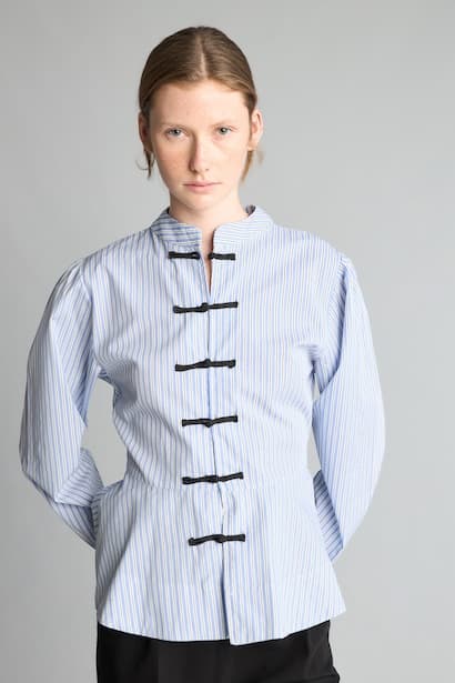 100% Cotton Fitted Striped Poplin Shirt (٣)