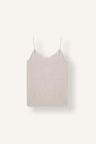 Lace Detail Ribbed Basic Tank Top Tank Top & Crop Top