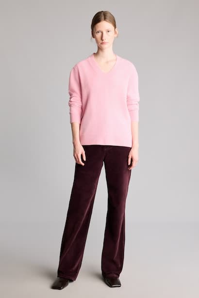 High Waist Straight Fit Gabardine Trousers