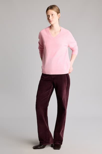 High Waist Straight Fit Gabardine Trousers (٣)