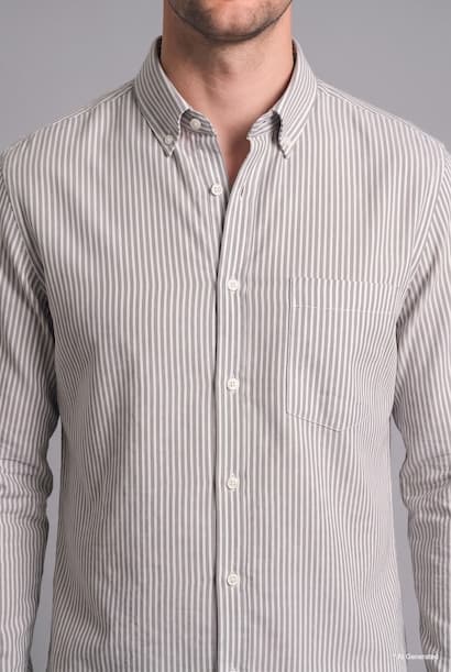 Regular Fit Cotton Fine-Striped Long Sleeve Shirt (٤)