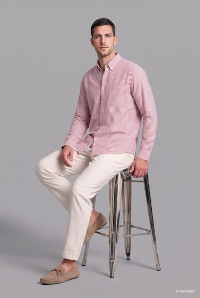Regular Fit Striped Cotton Shirt (٤)