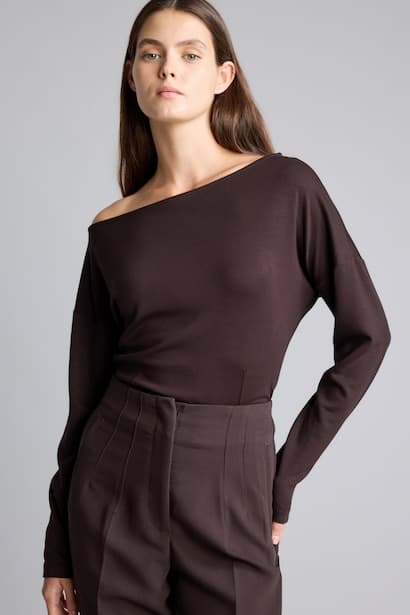 Slim Fit One Shoulder Basic Sweatshirt