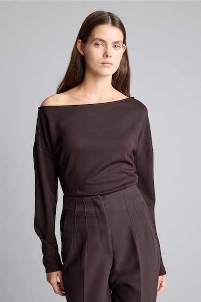 Slim Fit One Shoulder Basic Sweatshirt (٣)