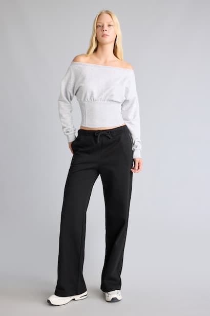 Straight Fit Mid Waist Straight Leg Sweatpants Trousers