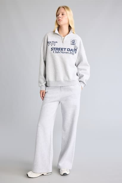 Straight Fit Mid Waist Straight Leg Sweatpants Trousers