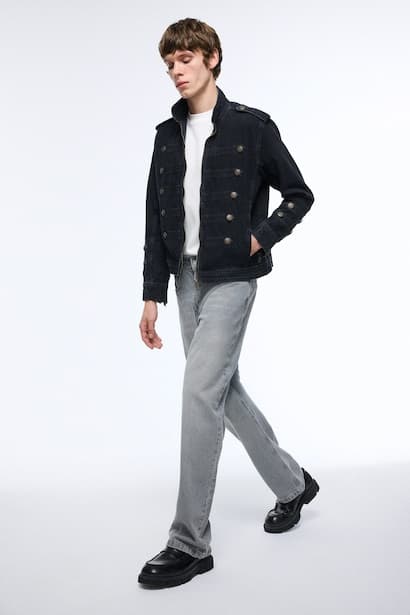 Relax Fit Mid Waist Straight Leg Jeans Denims (٣)