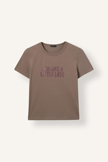 Fitted Crew Neck Printed Ribbed T-Shirt (4)