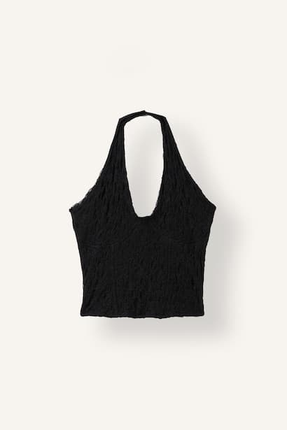 Fitted Halter Neck Lace Corset Top (4)
