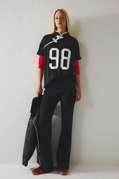 Flare Fit Ribbed Trousers