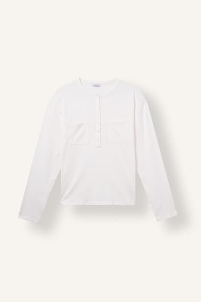 100% Cotton Oversize Henley Neck Basic T-Shirt (4)