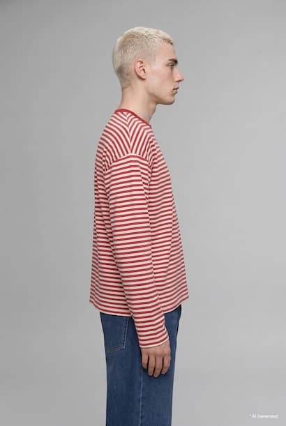 100% Cotton Boxy Fit Striped Long Sleeve T-Shirt (٣)
