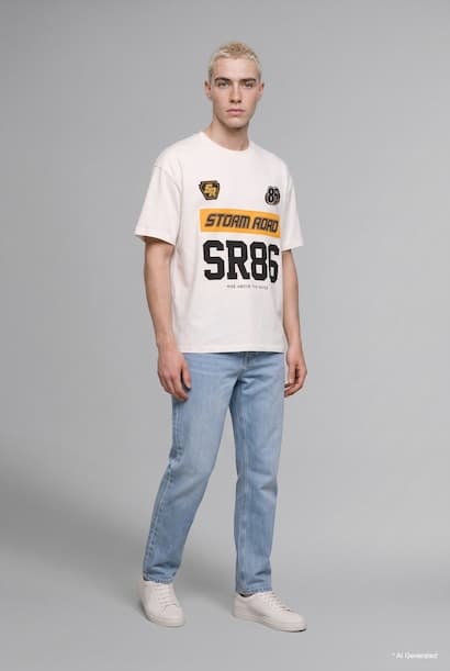 100% Cotton Boxy Fit Crew Neck Typographic Print Short Sleeve T-Shirt (٣)
