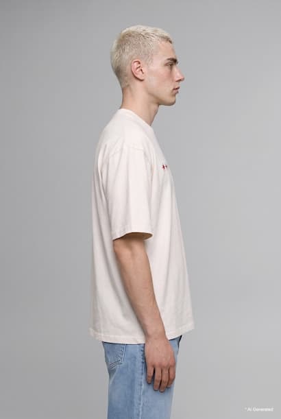 100% Cotton Boxy Fit Crew Neck Chest Print Short Sleeve T-Shirt (٤)